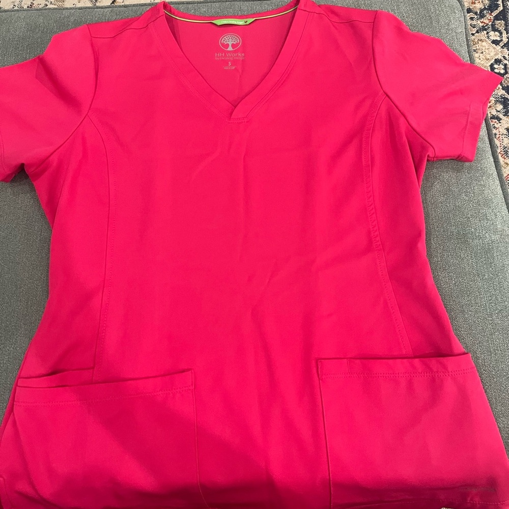 Healing Hands Bright Pink Short Sleeve Top